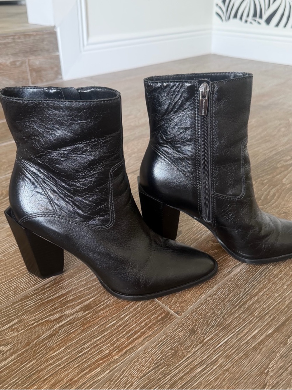 Vince Camuto Black Leather Ankle Boots